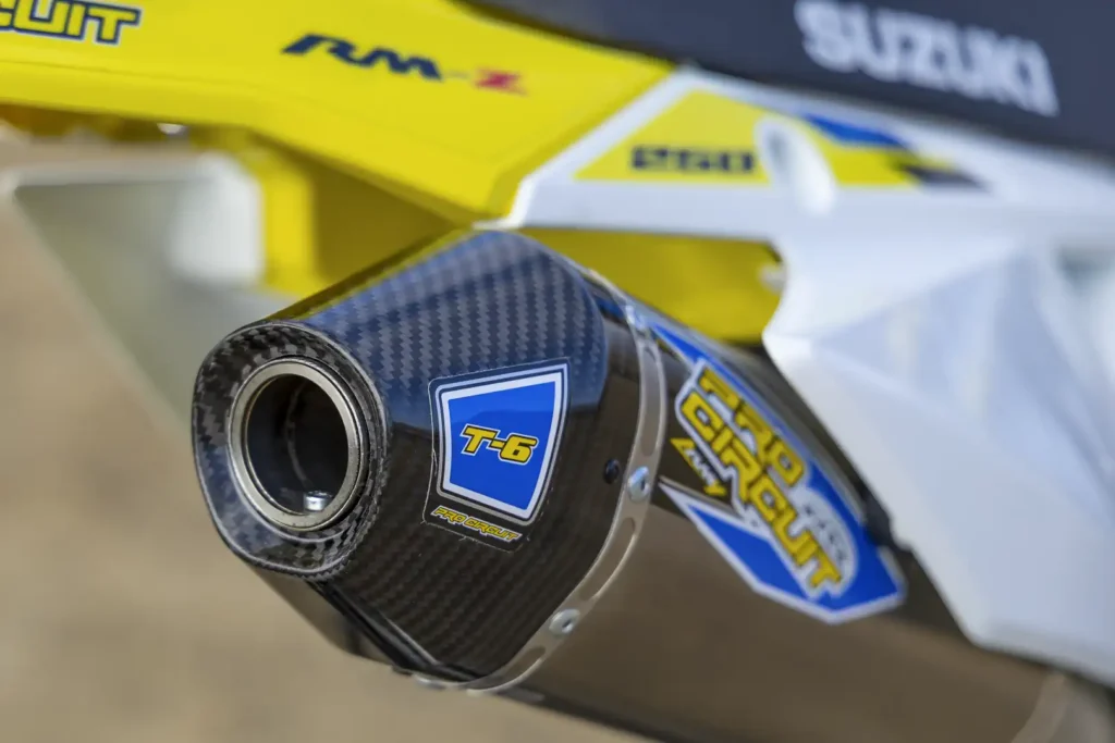2024 Suzuki RM-Z250 First Ride Review: Pro Circuit T-6 Exhaust system